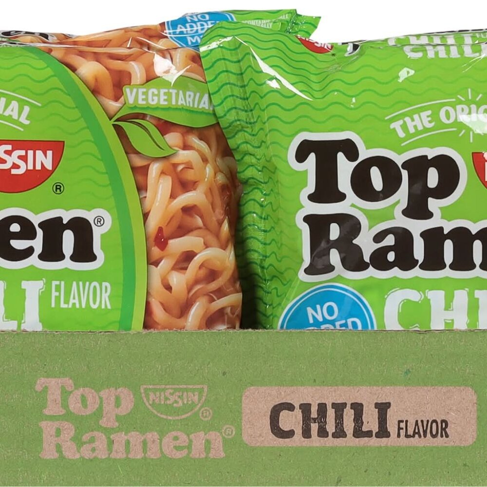 NISSIN Top Ramen Noodles Chili Flavor 3 oz. 5 pack Rare! Delicious! Hard to find